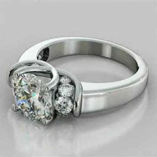 2.20Ct Lab Created Round Diamond Solitaire Engagement Ring 14K White Gold Finis