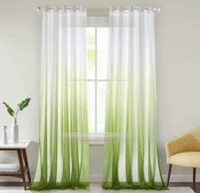 Clear Living Room Curtain Voile With Color Gradient Eyelets 1 Piece