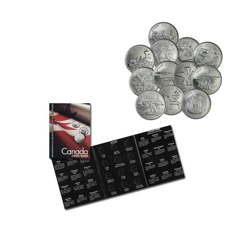   MILLENNIUM PLAQUETTEセット 🇨🇦 Canada Millennium 1999-2000 25-cent Collection Set, 24 Coins