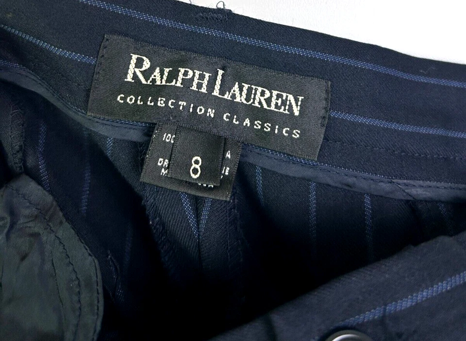 Ralph Lauren Etiqueta Negra Colección Cónica Cintura Alta Vestido Pantalones De Colección Lana 8 Foto 4 de 4