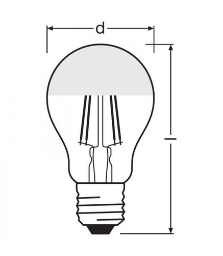 Osram 7W GLS A60 Classic A E27 2700k 80 CRI Filament Mirror 50W Parathom 2 pack - Picture 5 of 8