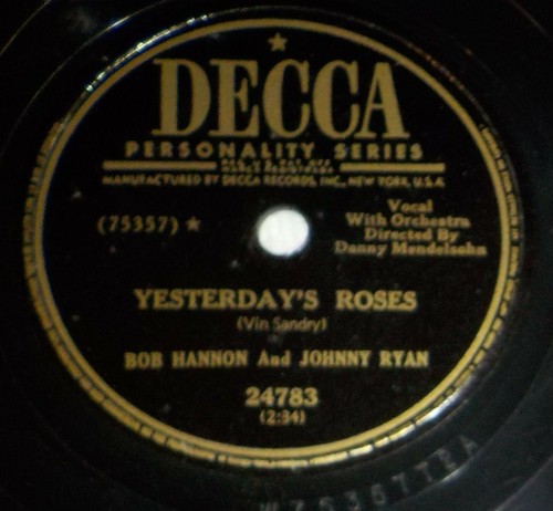 Bob Hannon & Johnny Ryan 78 Game Of Broken Hearts / Yesterday's Roses SH1D - Picture 2 of 2