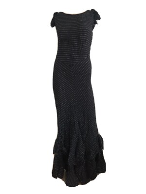 KATE MOSS TOPSHOP BLACK GOLD MAXI DRESS BALL GOWN UK 14 EU 42 US 10 MEDIUM  NEW UK