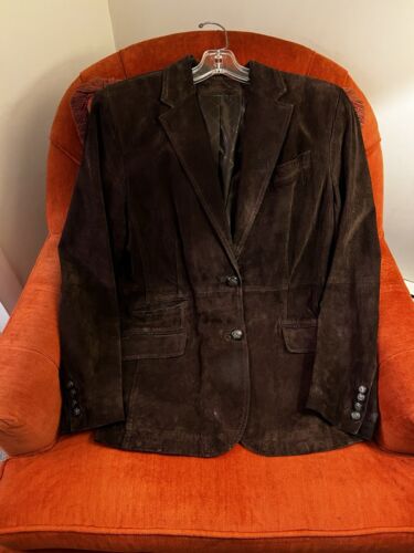 Brown Suede Blazer Size Medium Free Shipping