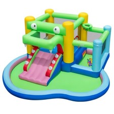 Outdoor Kids Inflatable Bounce House Water Slide w/Splash Pool and 680W Blower