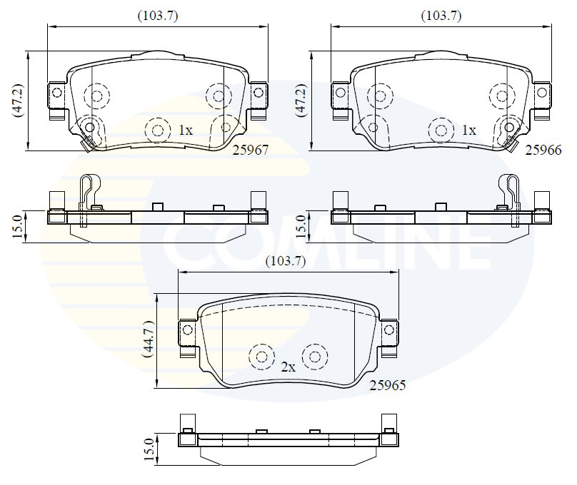 Rear COMLINE CBP32277 Brake Pad Set, disc brake for NISSAN,RENAULT