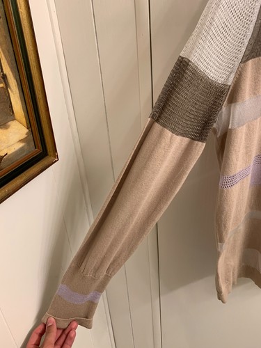 NWT SIMPLY VERA WANG 2 PATTERN BEIGE NET LONG SLEEVE WOMEN'S CARDIGAN XL RE:$46 - Picture 2 of 5