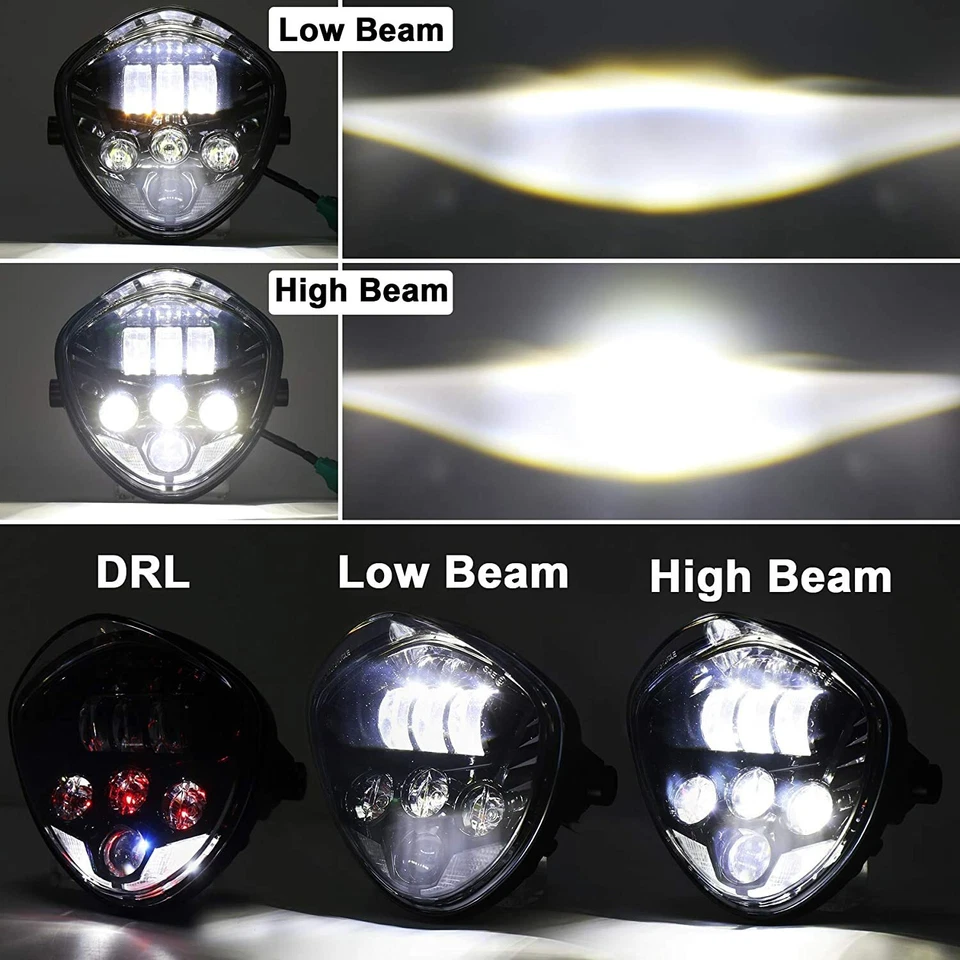 Faro LED 7" alto/bajo DRL con soporte para Kawasaki Vulcan VN S 650 900 1500 2000 Foto 4 de 4