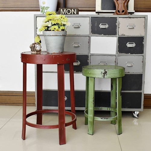 Nostalgic Metal Nesting Stools Set of 2 Round Planter Pot Stand Outdoor Endtable - Picture 7 of 8