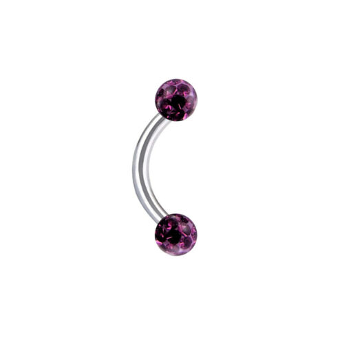 2pc 3-5mm Epoxy Crystal Ball Eyebrow Ring 6-14mm Bar Curved Barbell Ear Piercing - Picture 8 of 15