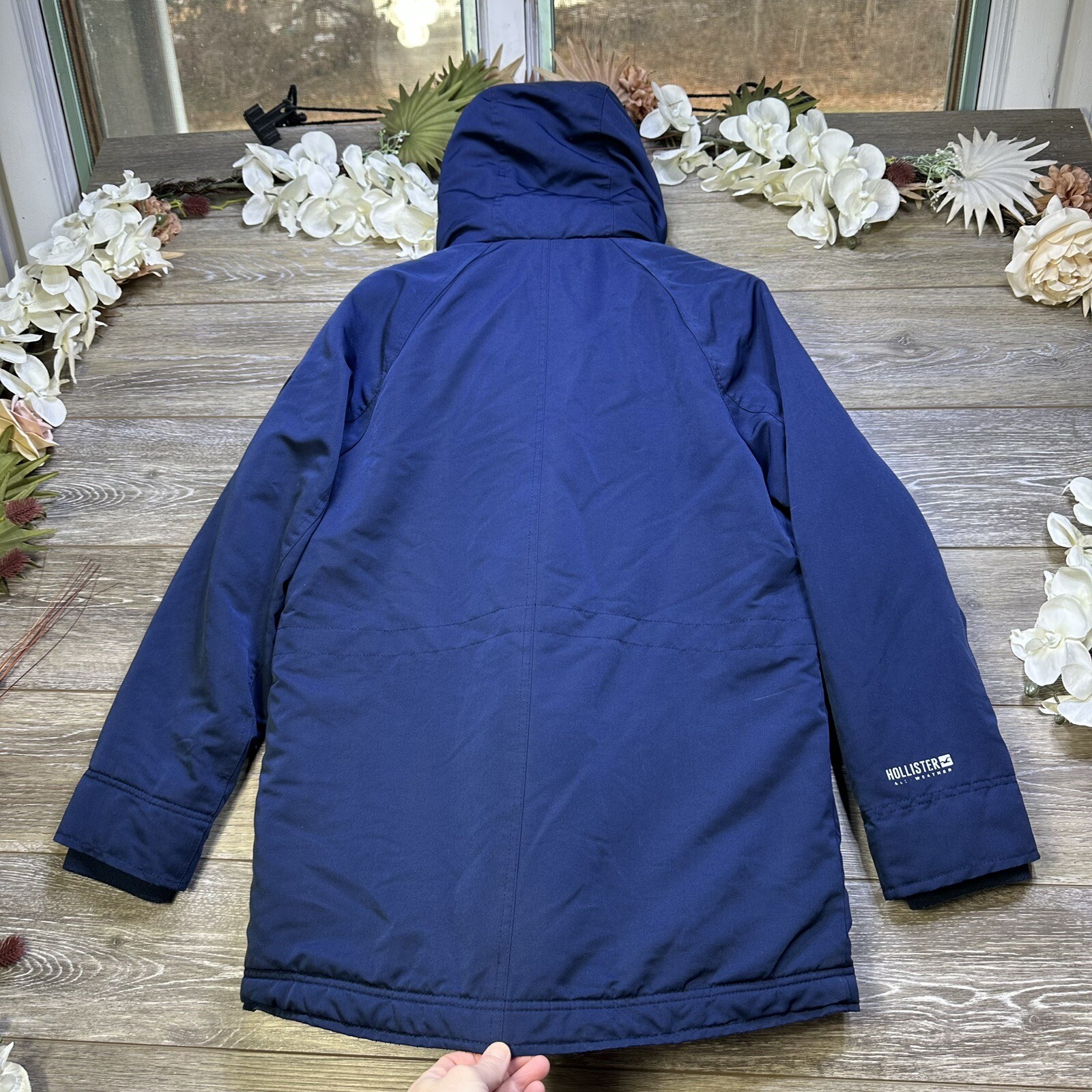 Hollister Men's Coat Size XS Full Zip Blue Faux F… - image 9