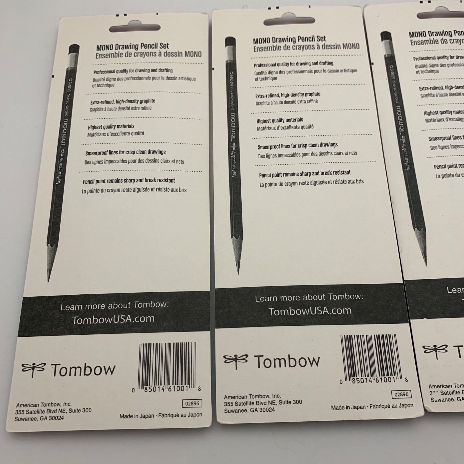 Lot of 4 Packs (of 3) Tombow 61001 Mono Drawing Pencil Set (HB, B, 2B)