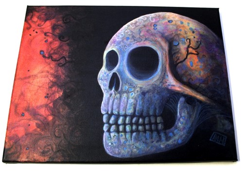 Original Totenkopf Acryl Gemälde 11x14 - Bild 2 von 2