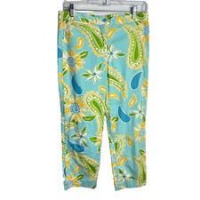 Vintage LILLY PULITZER Women's 2 Tropical Floral Capri Cropped Pants Stretch