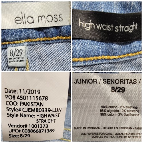 Ella Moss Women's Blue High Waist Slim Straight Ankle Jeans Size Junior 8/29 NEW - Picture 8 of 14