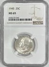 1945 Silver Washington Quarter, NGC MS-65