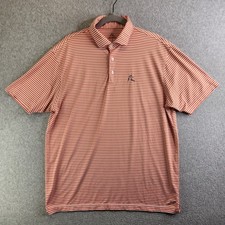 Rhoback Shirt Mens L Orange Striped OSU Cowboys Oklahoma Golf Polo Performance