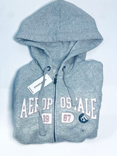 A ropostale Women  s Gray Full Zip Hooded Drawstring Logo Hoodie XS