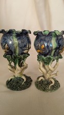 paire de vases Palissy majoliques Thomas Sergent École de Paris