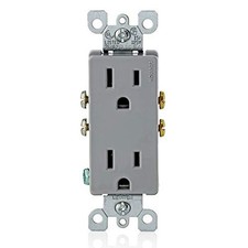 Leviton 15A 125V Decora Duplex Receptacle Gray Quickwire Push In Terminal