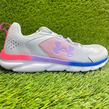 Under Armour Assert 9 Girls Size 6Y Gray Purple White Running Shoes Sneakers