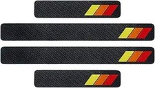 Tri-Color Car Door Sill Protectors, 4PCS Anti-Scratch Carbon Fiber Color: Red