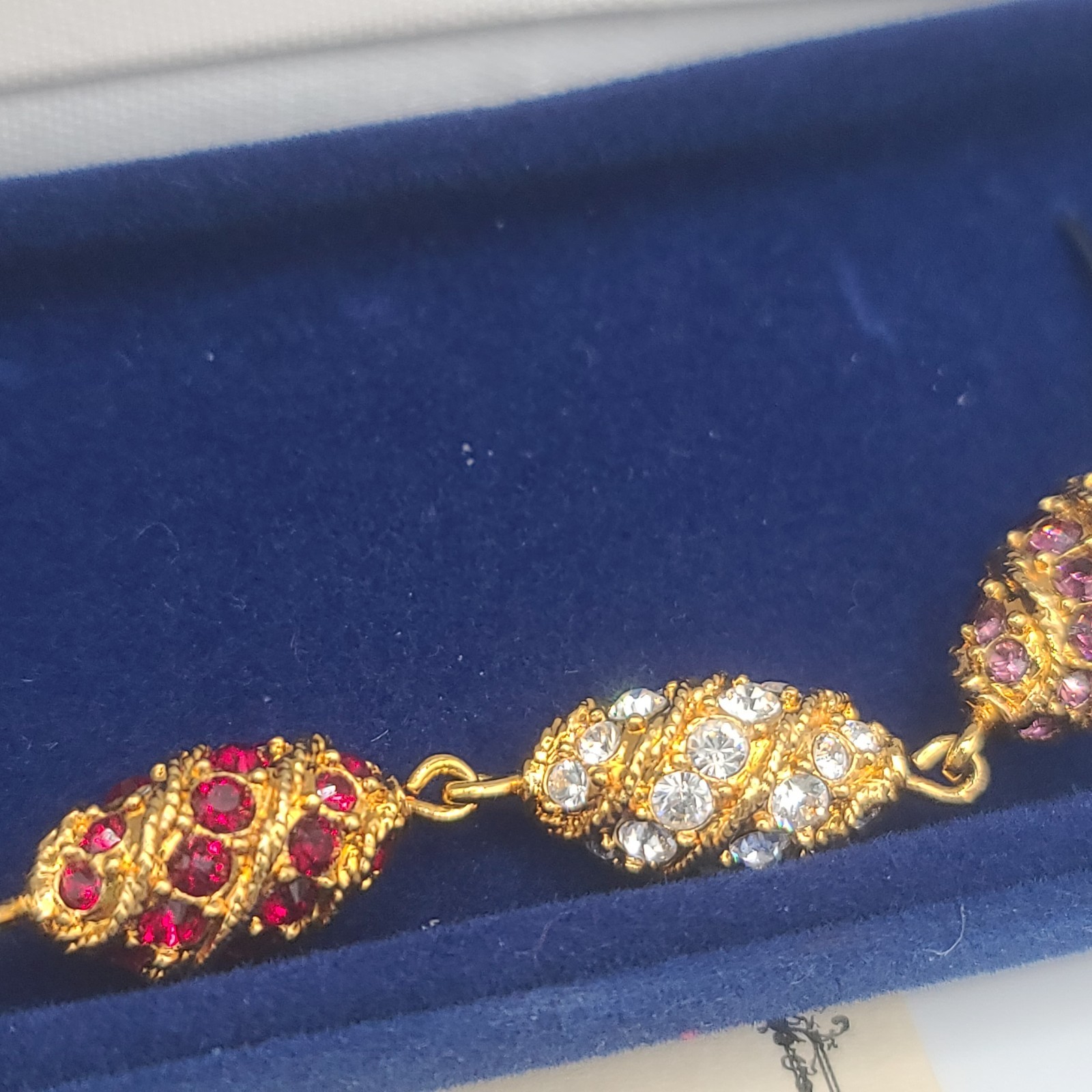 Vintage Camrose Kross JBK Gold Tone Rhinestone Bracelet 9"