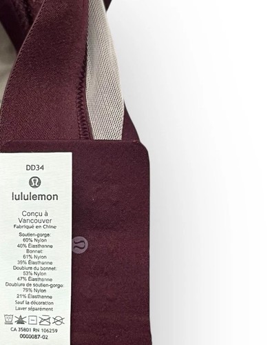 Lululemon Bra 34DD Awake To Lace Overlay Unpadded Racerback Wireless Merlot - Picture 8 of 8