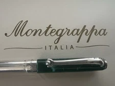 🔴 MONTEGRAPPA Pencil Holder 925 Silver Lacquer Green Mini Vintage Rare