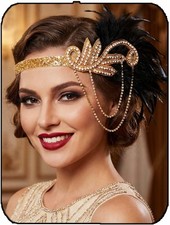 1920s Flapper Feather Headband Vintage 20s Headpiece Roaring 20S Hair