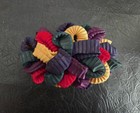 2 LARGE Hair Bows Fabric Red  Multicolor Barrettes Vintage 1980s — photo 4