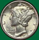 1935 Mercury Dime Almost Uncirculated AU Coin #36656