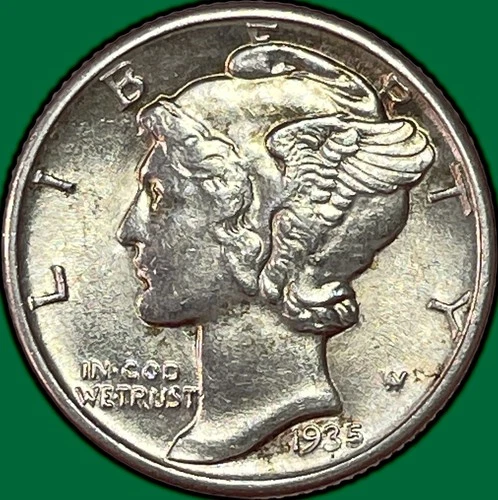 1935 Mercury Dime Almost Uncirculated AU Coin #36656