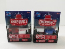 EMERGENCY Light Up Bath Toys 2-Pack 12 Total Vehicles Water Activated NEW 1 Open