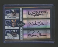 2007 LEAF LIMITED DEACON JONES-MERLIN OLSEN-ROSEY GRIER TRIPLE AUTOGRAPH #ED /25