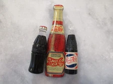 VINTAGE MINI COCA COLA & PEPSI (3) BOTTLE LIGHTER + CHARM + LITHO BOTTLE OPENER