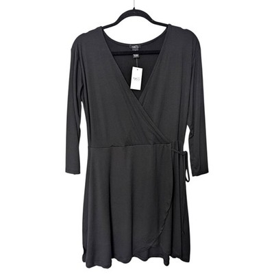 Rue21 Womens Little Black Wrap V-Neck 3/4 Sleeve Mini Dress XL NWT
