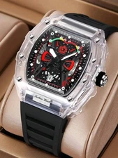 2024 Luxury Best Sport Men's Watch Transparent Case Chronograph New Gift Watch