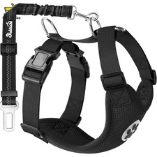 Hundegeschirr mit Sicherheitsgurt für Auto – Atmungsaktives Schwarz, M