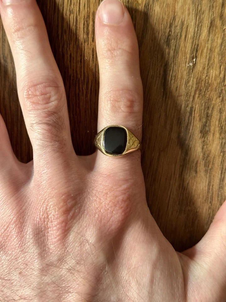复古男式 9 克拉金玛瑙印章戒指 — 第 2/4 张图片