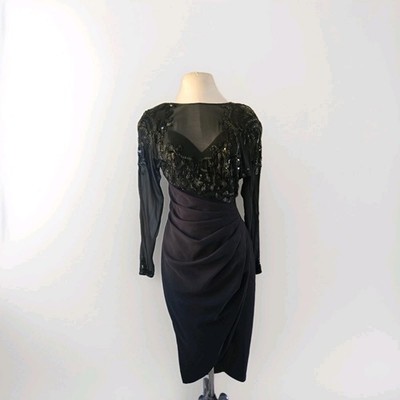 Vintage Casadei Beaded Black Dress Size 4