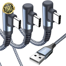 USB Type C Right Angle Charger Cable [3-Pack, 3M+2M+1M] for iPhone 15/16,Samsung