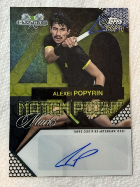 2026 Topps Graphite Alexei Popyrin Match Point Marks White Refractor /10 Autogramm