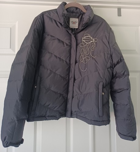 Women's Harley Davidson Puffer Down Coat Black XL - Picture 2 of 7