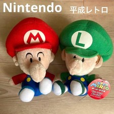 Super Mario 2006 Baby Mario Luigi Sitting Plush Dolls Set EPOCH Japan READ