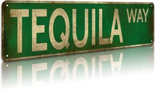 Street Sign Tequila Way Street Vintage Rustic Retro Wall Decor Funny Metal Tin S