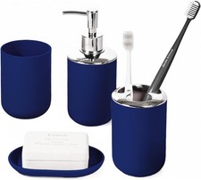 Bathroom Accessory Set, 4 Pcs Plastic Bathroom Set Include Soap Dispenser, Soap