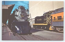 Postcard Burlington 5626 Locomotive & Rio Grandes Alco Switcher 118 Denver CO