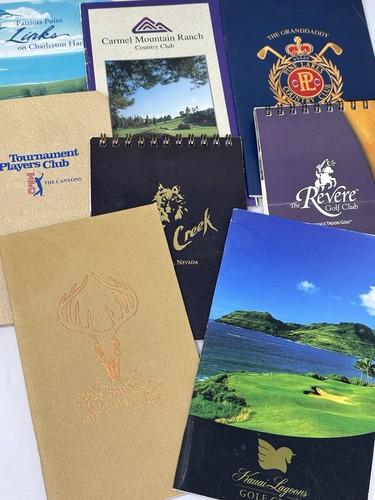 8 Vintage Golfplätze Yardage Guide/Spielerbücher Tabakstraße, Kauai Lagunen, Revere