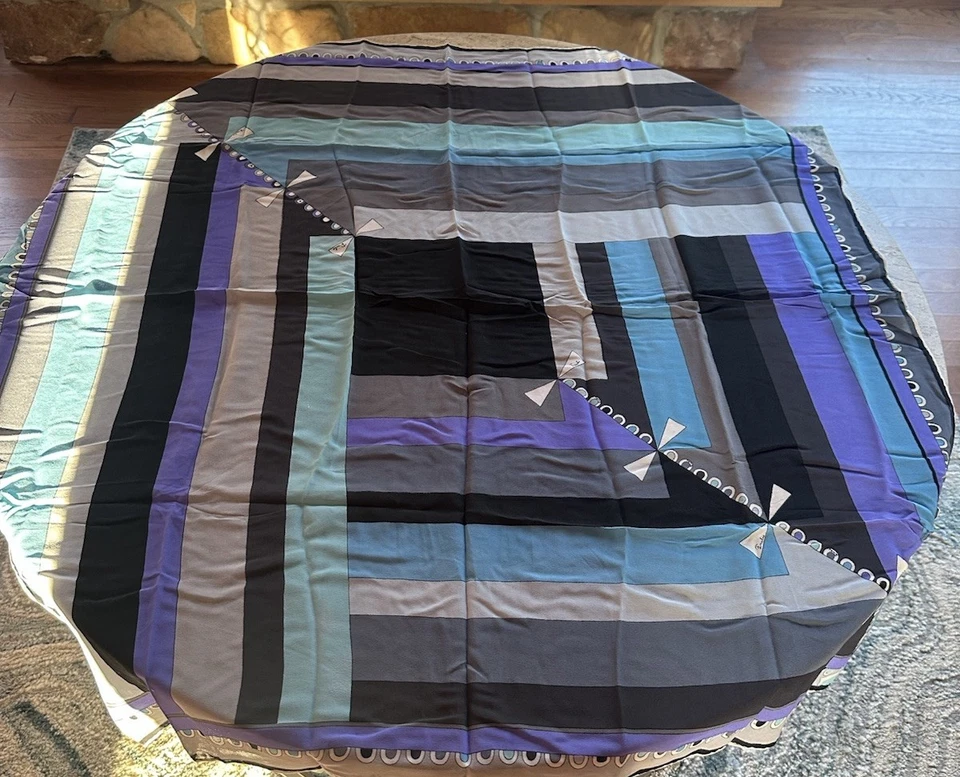 Bufanda de seda vintage Emilio Pucci Italia estampado geométrico con caja original Firenze Foto 4 de 4
